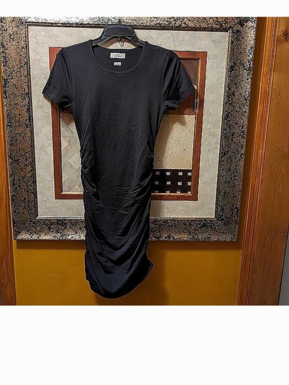 Babaton Black Ruched Contour Midi Sheath Dress Size M